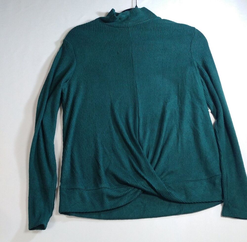 Ribbed Lightweight Turtleneck Sweater Nine West NWT Large Hunter Green
